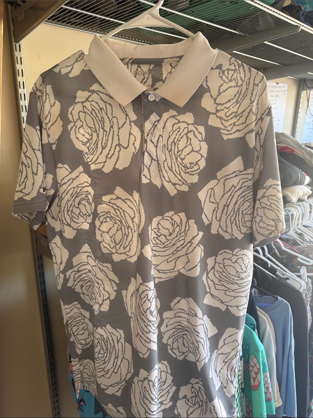 Bonobos Men's Floral Polo - White & Gray